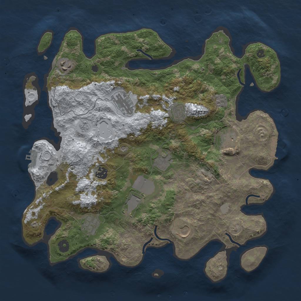 Rust Map: Procedural Map, Size: 3750, Seed: 505368988, 19 Monuments