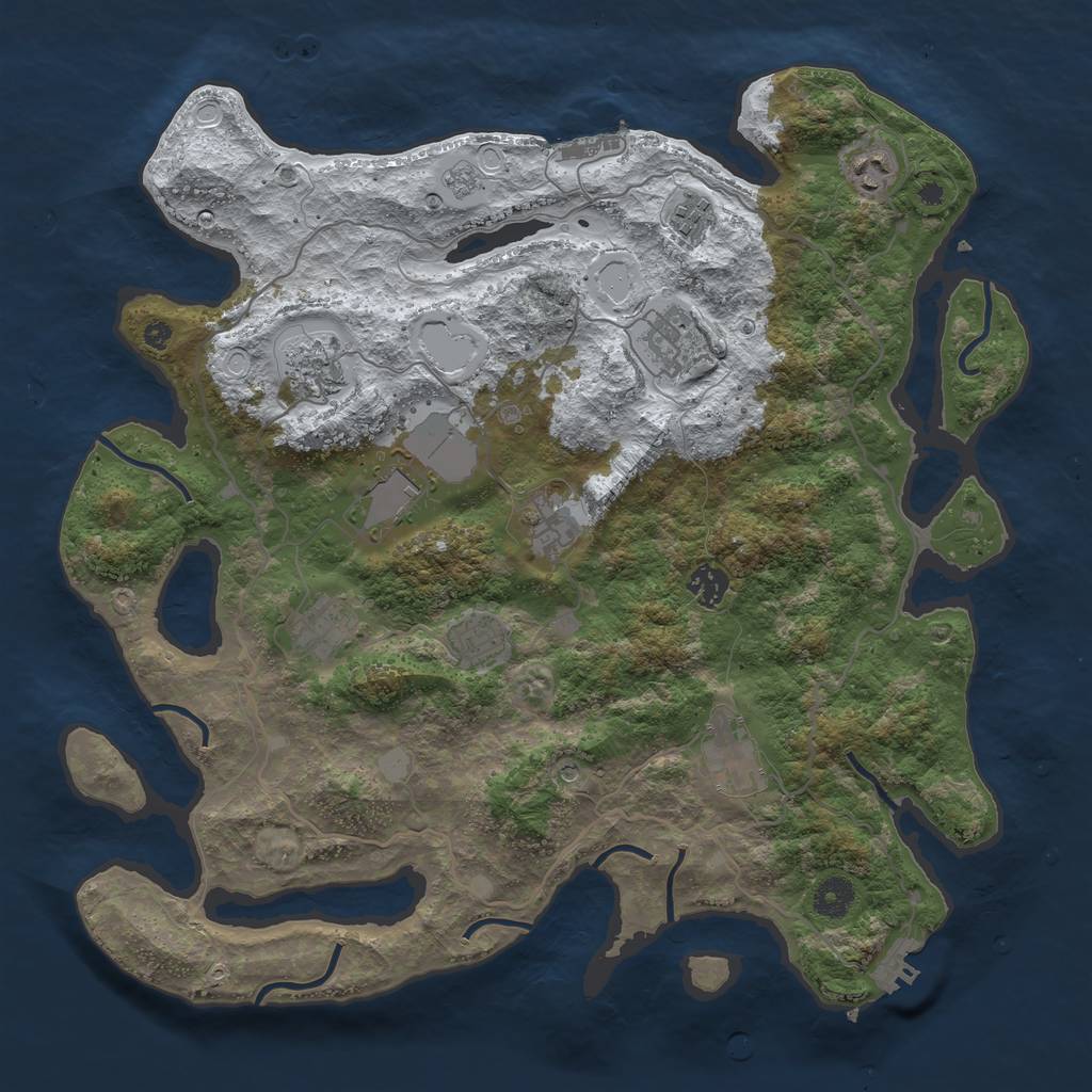 Rust Map: Procedural Map, Size: 4000, Seed: 936575, 19 Monuments