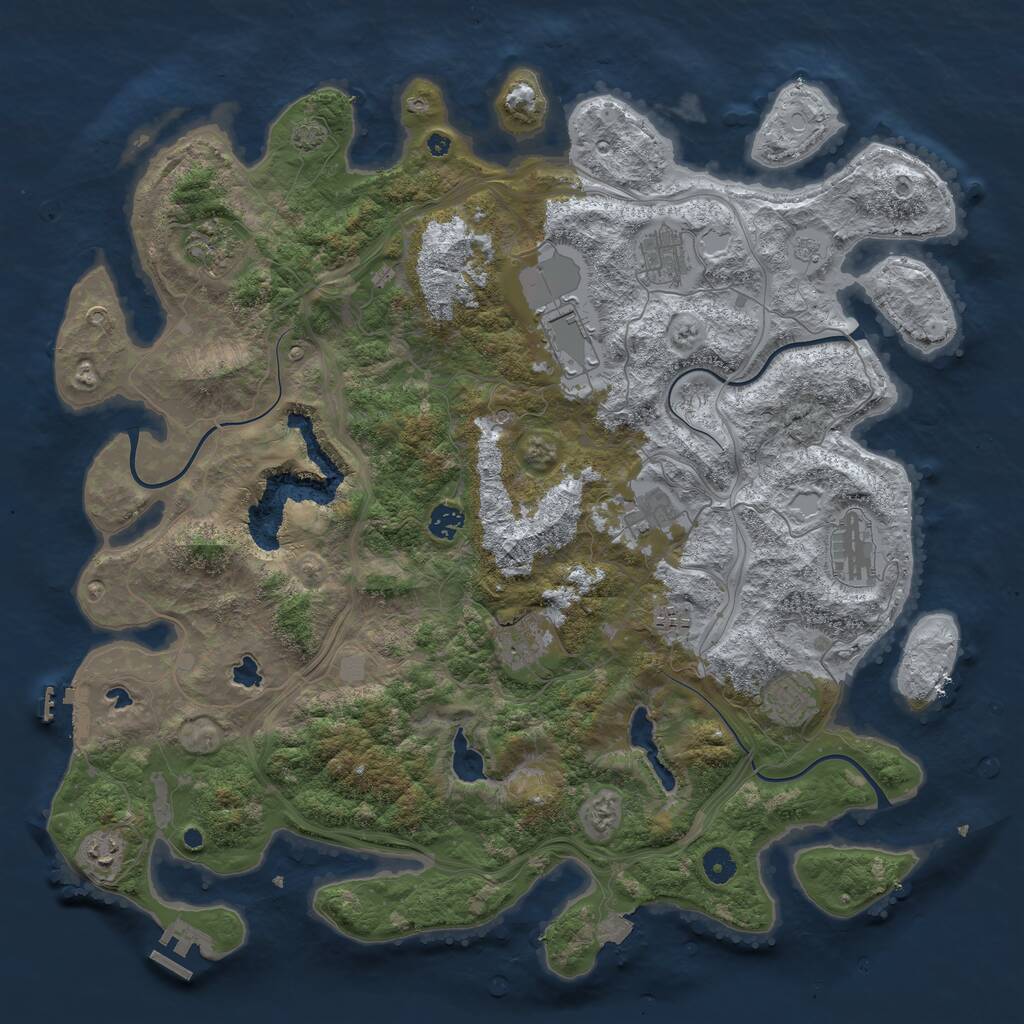 Rust Map: Procedural Map, Size: 4500, Seed: 1281586, 16 Monuments