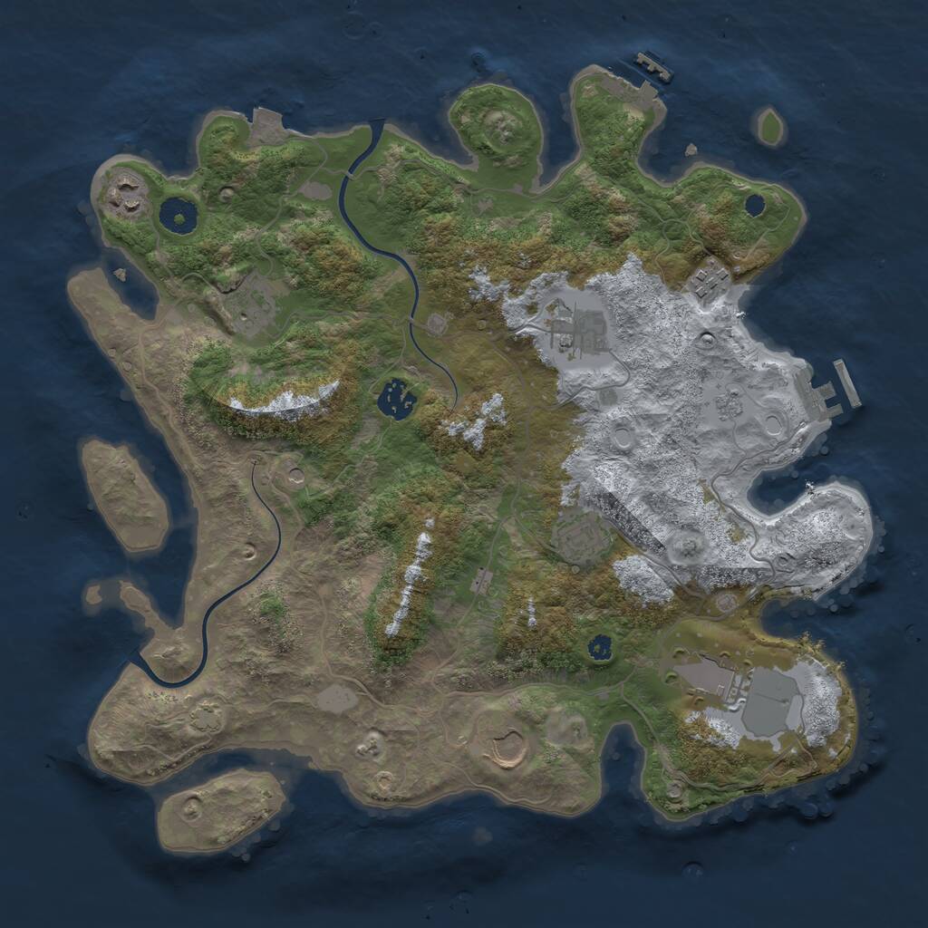 Rust Map: Procedural Map, Size: 3700, Seed: 2078360036, 14 Monuments