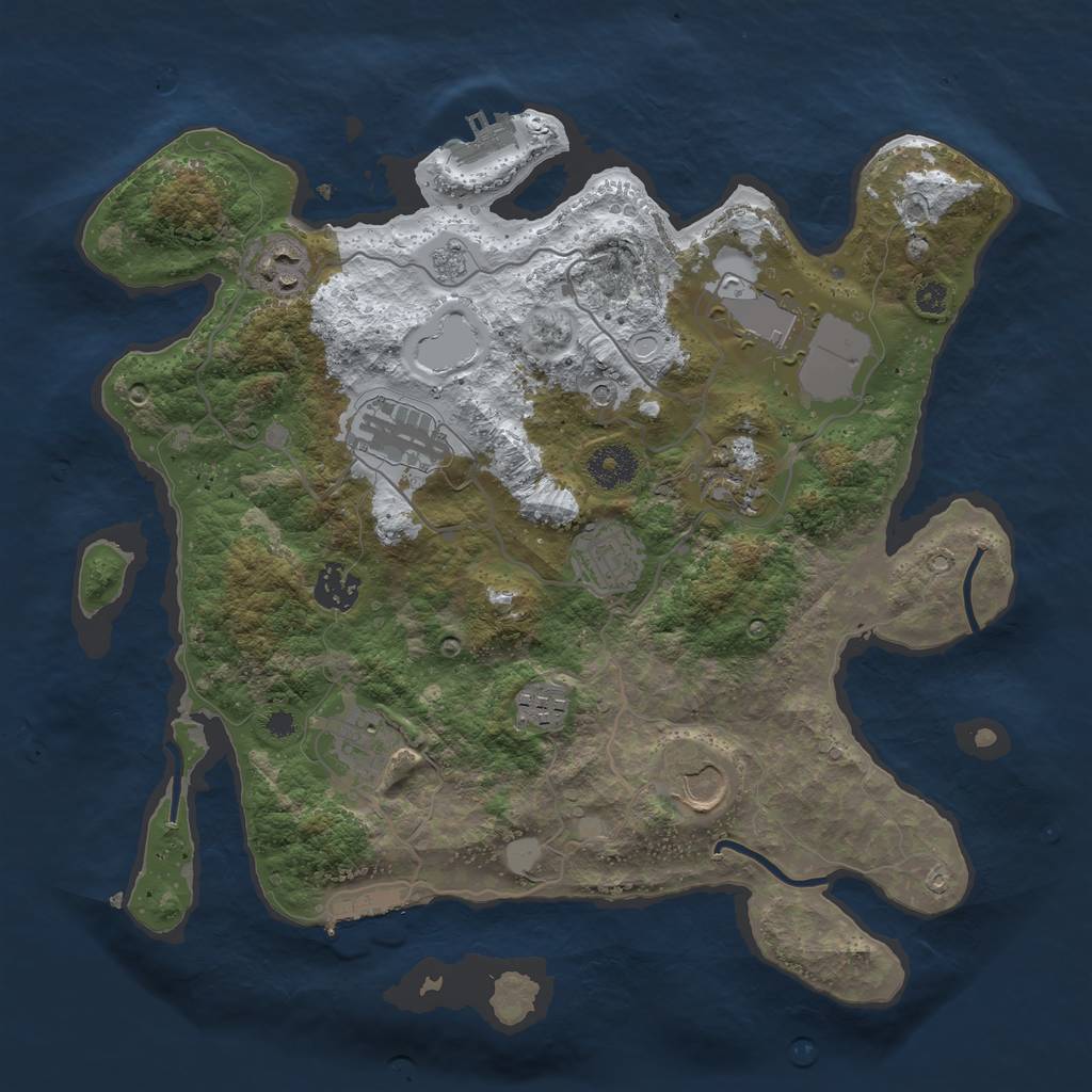 Rust Map: Procedural Map, Size: 3500, Seed: 3407095, 18 Monuments