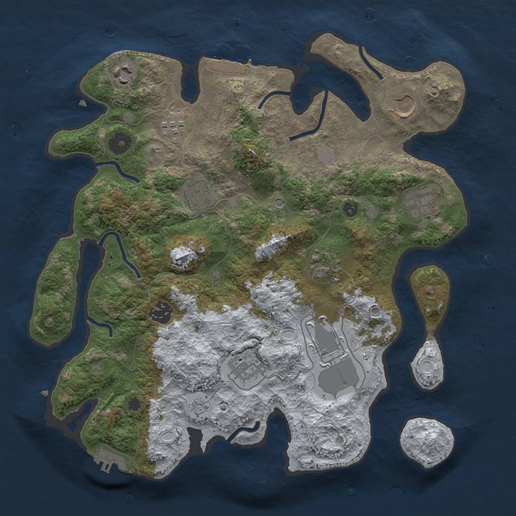Rust Map: Procedural Map, Size: 3500, Seed: 112120646, 18 Monuments