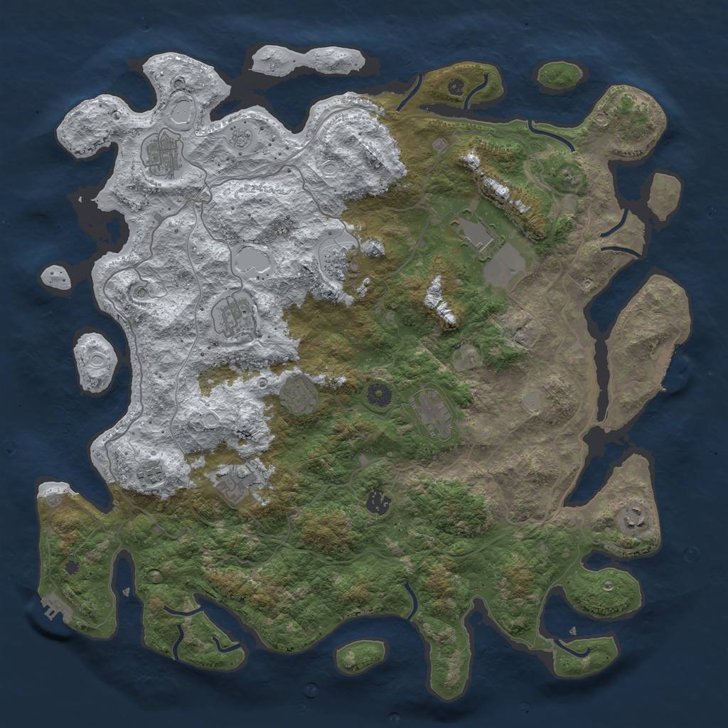 Rust Map: Procedural Map, Size: 4500, Seed: 4969236, 19 Monuments