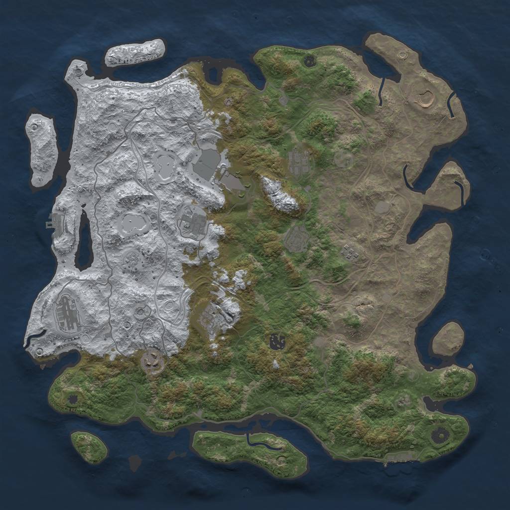Rust Map: Procedural Map, Size: 4500, Seed: 6342024, 19 Monuments