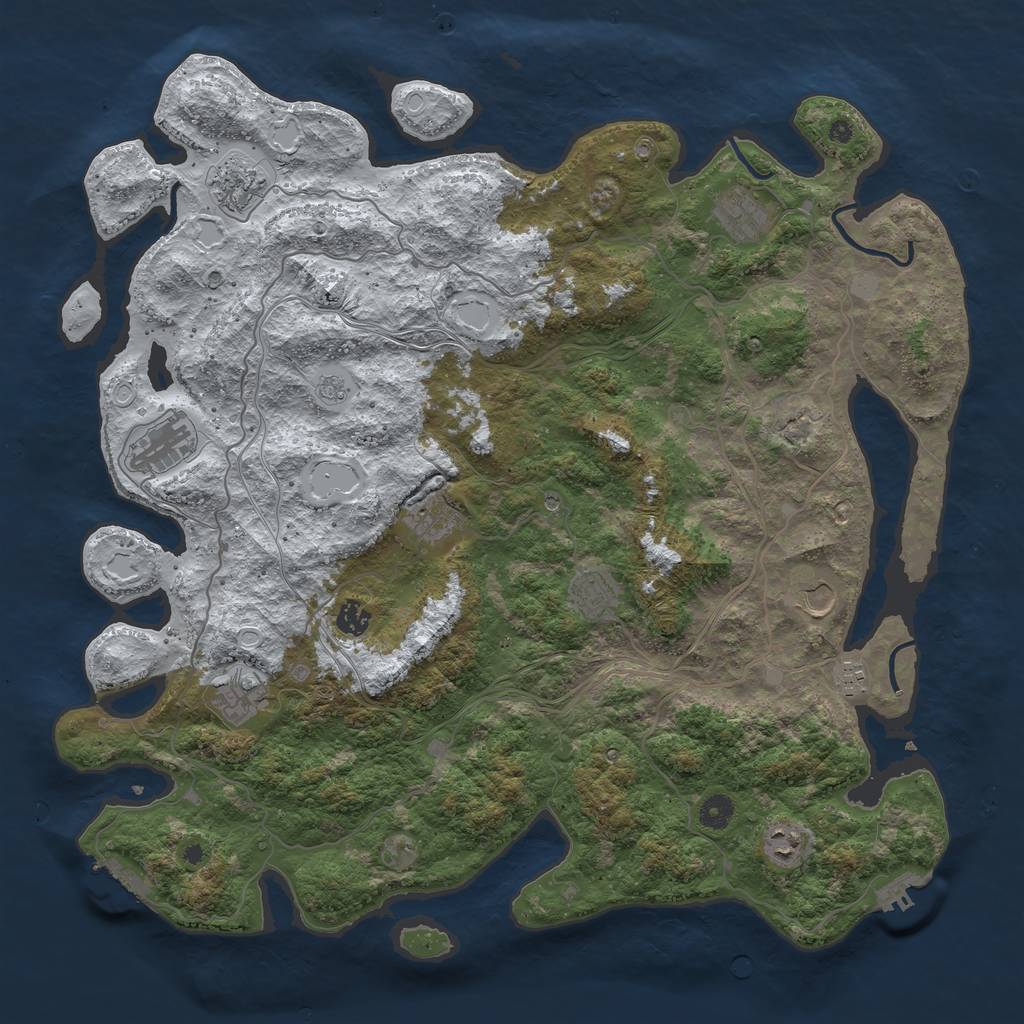 Rust Map: Procedural Map, Size: 4500, Seed: 4934270, 19 Monuments
