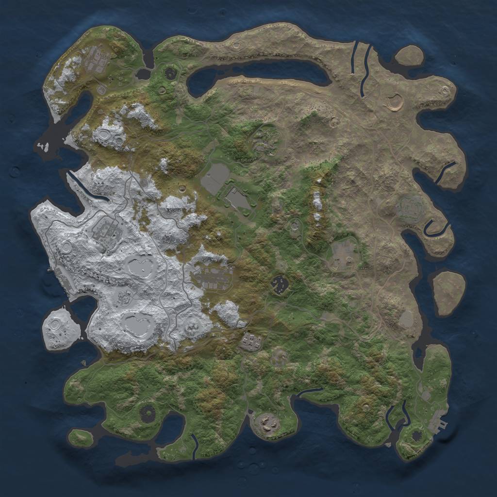 Rust Map: Procedural Map, Size: 4300, Seed: 977719838, 20 Monuments