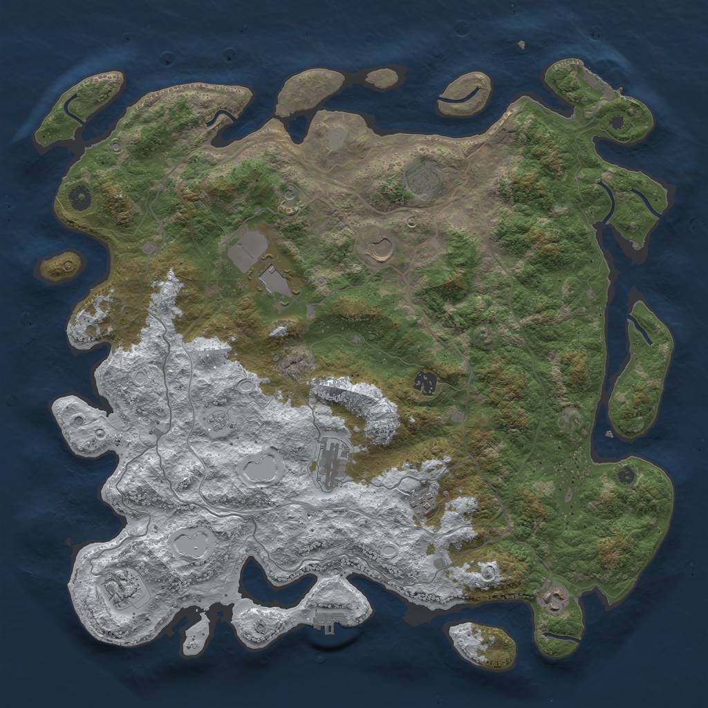 Rust Map: Procedural Map, Size: 4500, Seed: 129144, 17 Monuments
