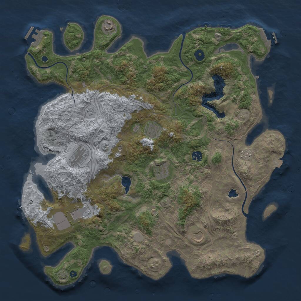 Rust Map: Procedural Map, Size: 4250, Seed: 45678513, 14 Monuments