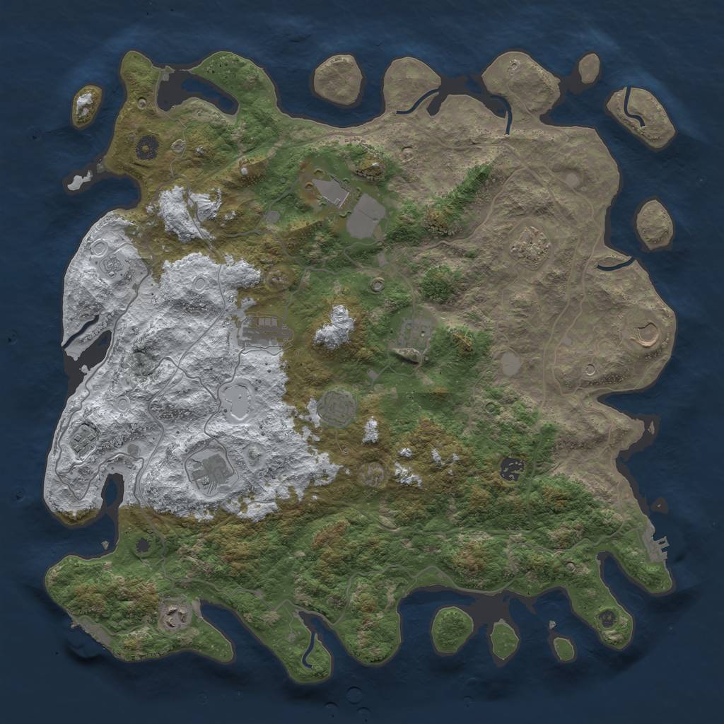 Rust Map: Procedural Map, Size: 4500, Seed: 4104481, 19 Monuments
