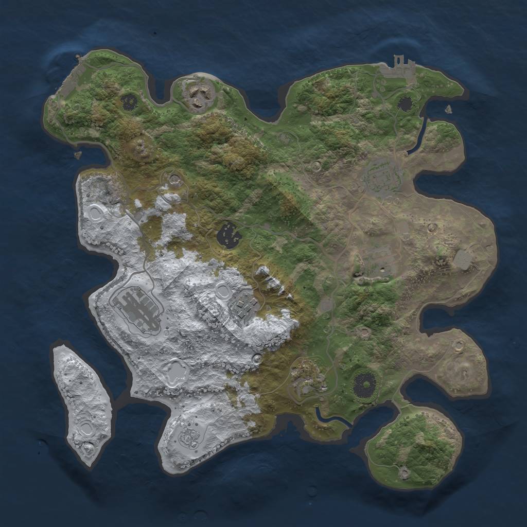Rust Map: Procedural Map, Size: 3250, Seed: 4263259, 16 Monuments