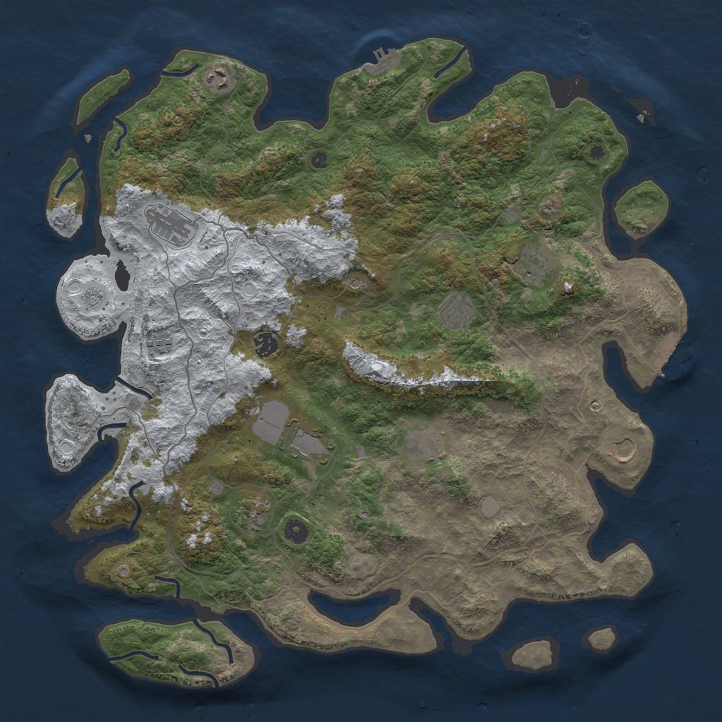 Rust Map: Procedural Map, Size: 4500, Seed: 5347150, 19 Monuments