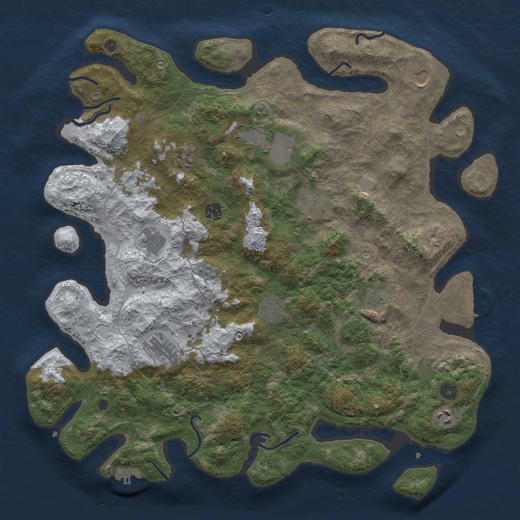 Rust Map: Procedural Map, Size: 4500, Seed: 6184737, 20 Monuments