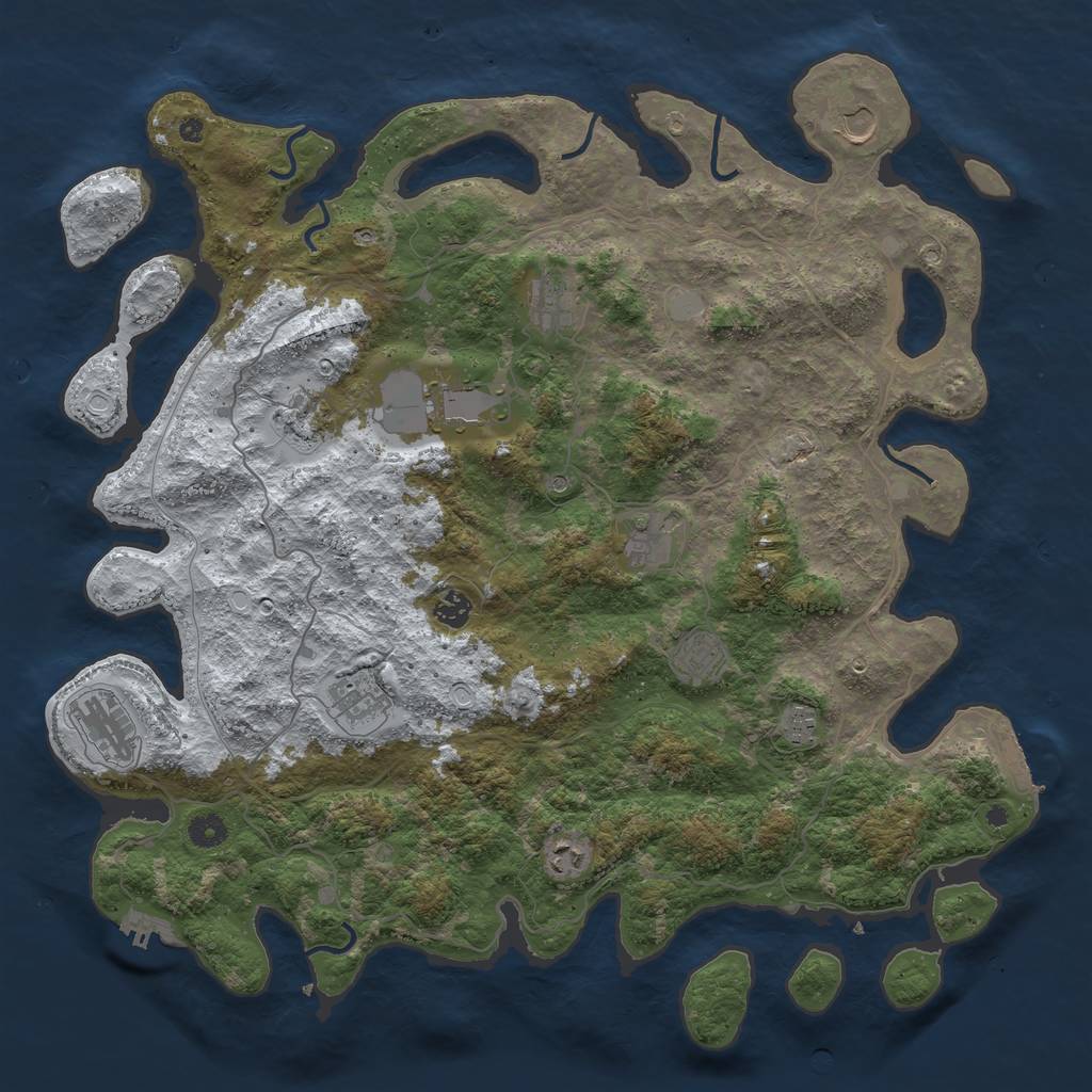 Rust Map: Procedural Map, Size: 4500, Seed: 2973770, 19 Monuments