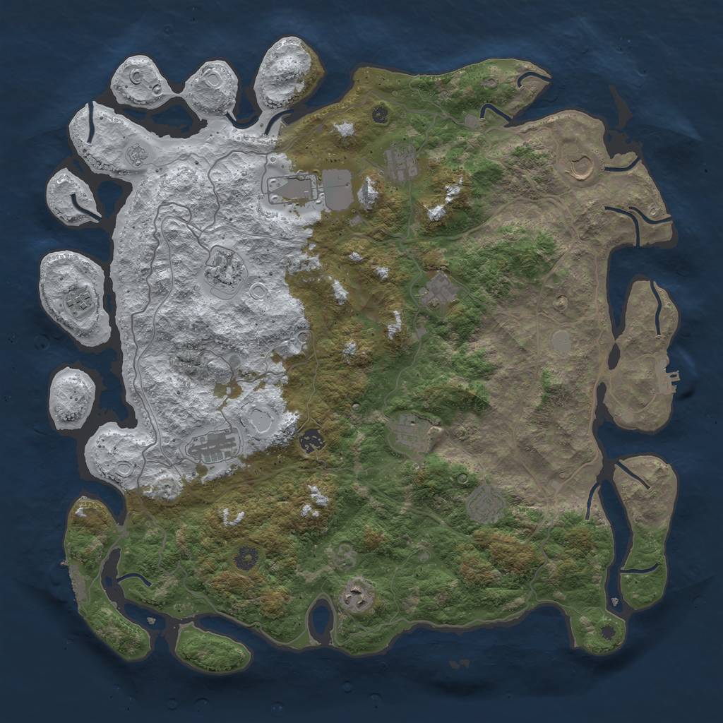 Rust Map: Procedural Map, Size: 4500, Seed: 3553140, 20 Monuments