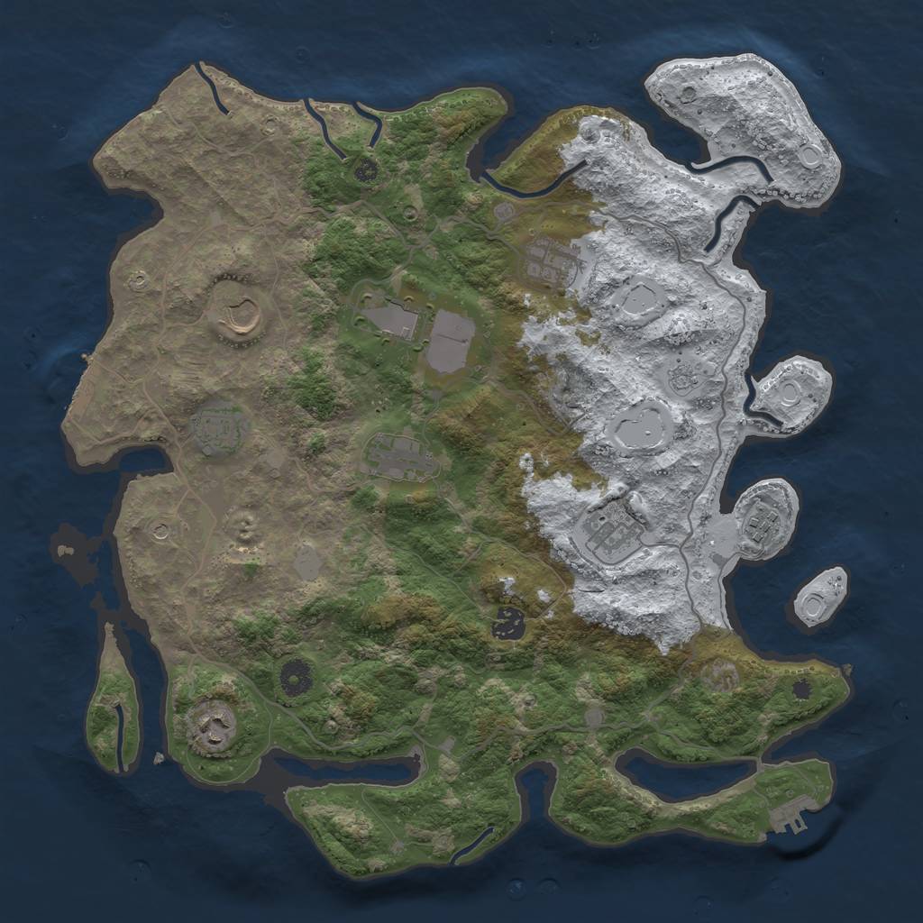 Rust Map: Procedural Map, Size: 4000, Seed: 1230188692, 18 Monuments