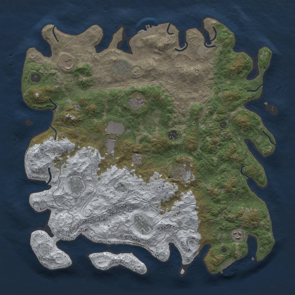 Rust Map: Procedural Map, Size: 4500, Seed: 4057040, 19 Monuments