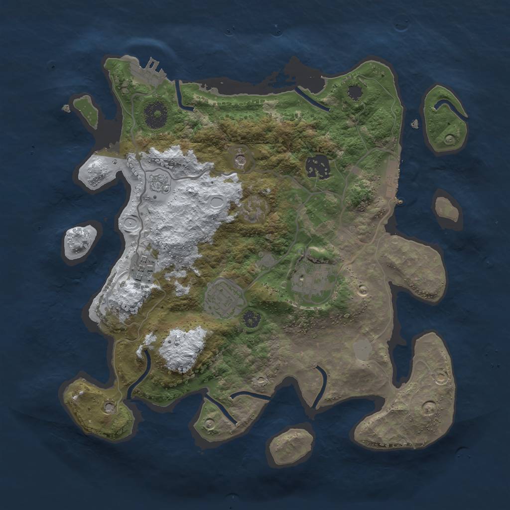 Rust Map: Procedural Map, Size: 3000, Seed: 62615, 13 Monuments