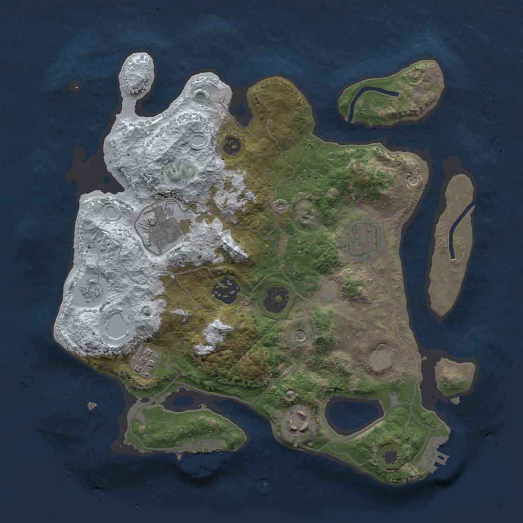 Rust Map: Procedural Map, Size: 3000, Seed: 42, 14 Monuments