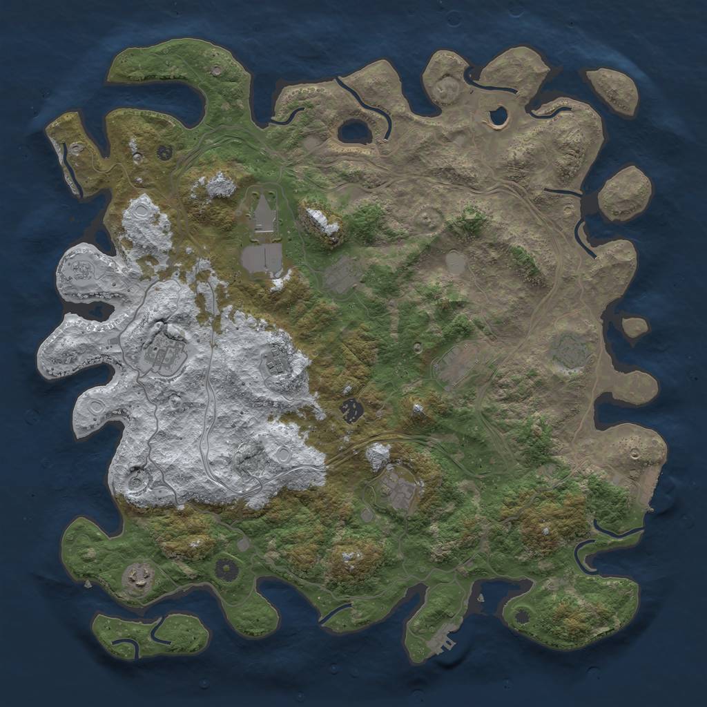 Rust Map: Procedural Map, Size: 4500, Seed: 765076, 19 Monuments