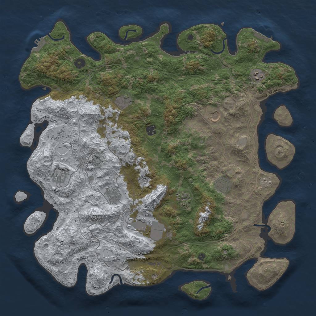 Rust Map: Procedural Map, Size: 4500, Seed: 3621072, 19 Monuments