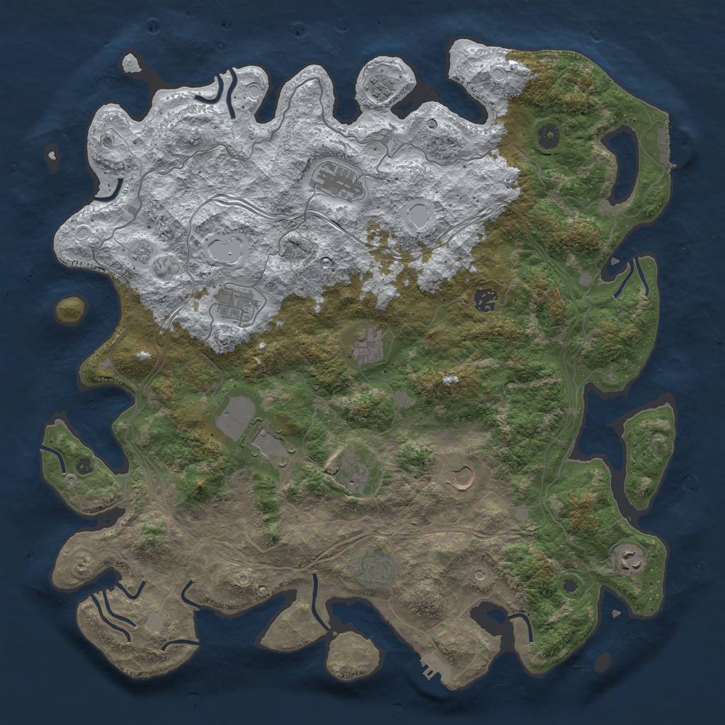 Rust Map: Procedural Map, Size: 4500, Seed: 5380328, 19 Monuments