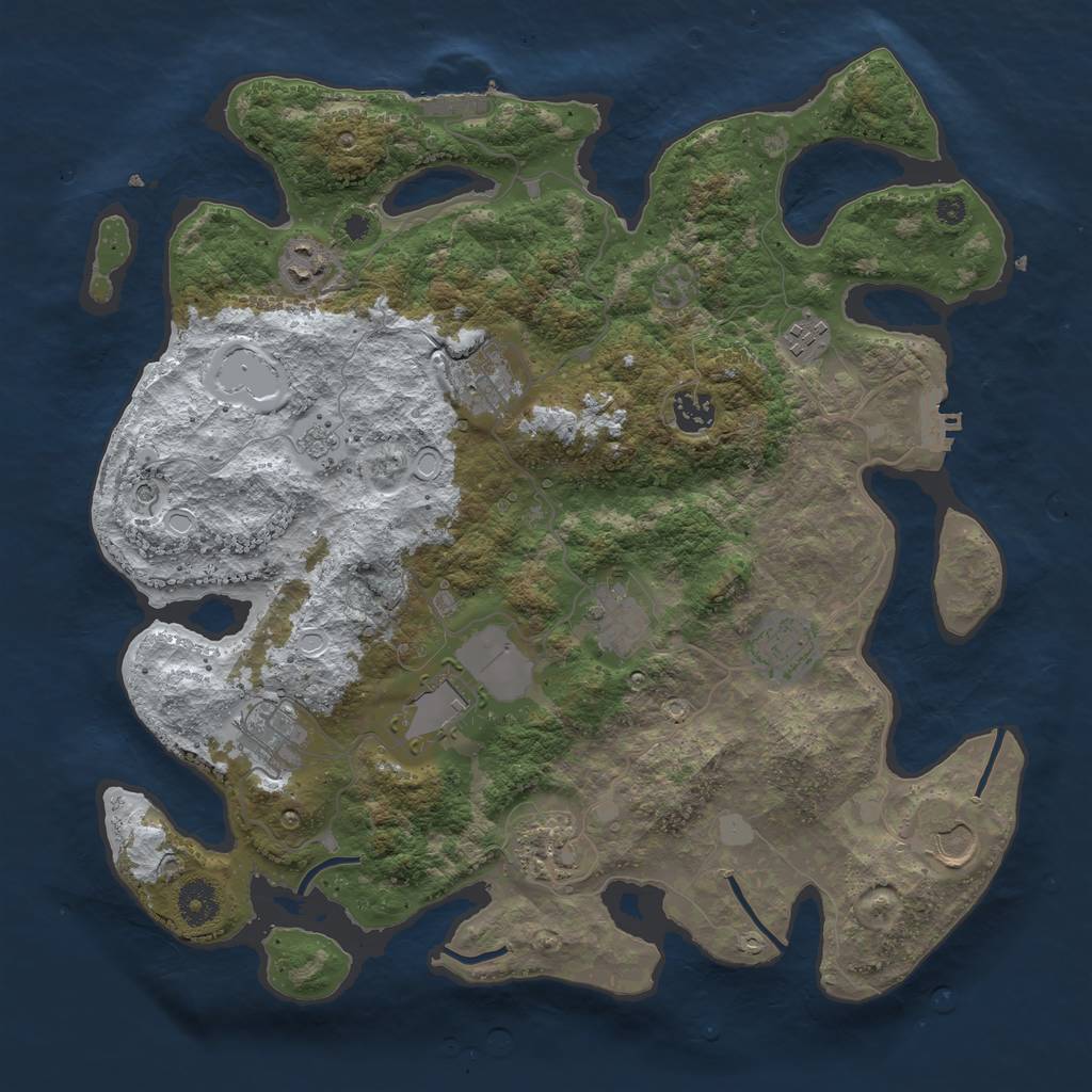 Rust Map: Procedural Map, Size: 3750, Seed: 1698510, 19 Monuments