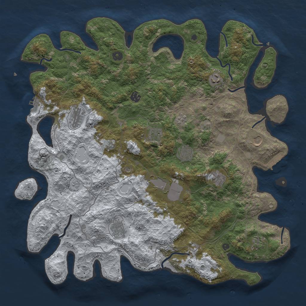 Rust Map: Procedural Map, Size: 4500, Seed: 2485623, 20 Monuments