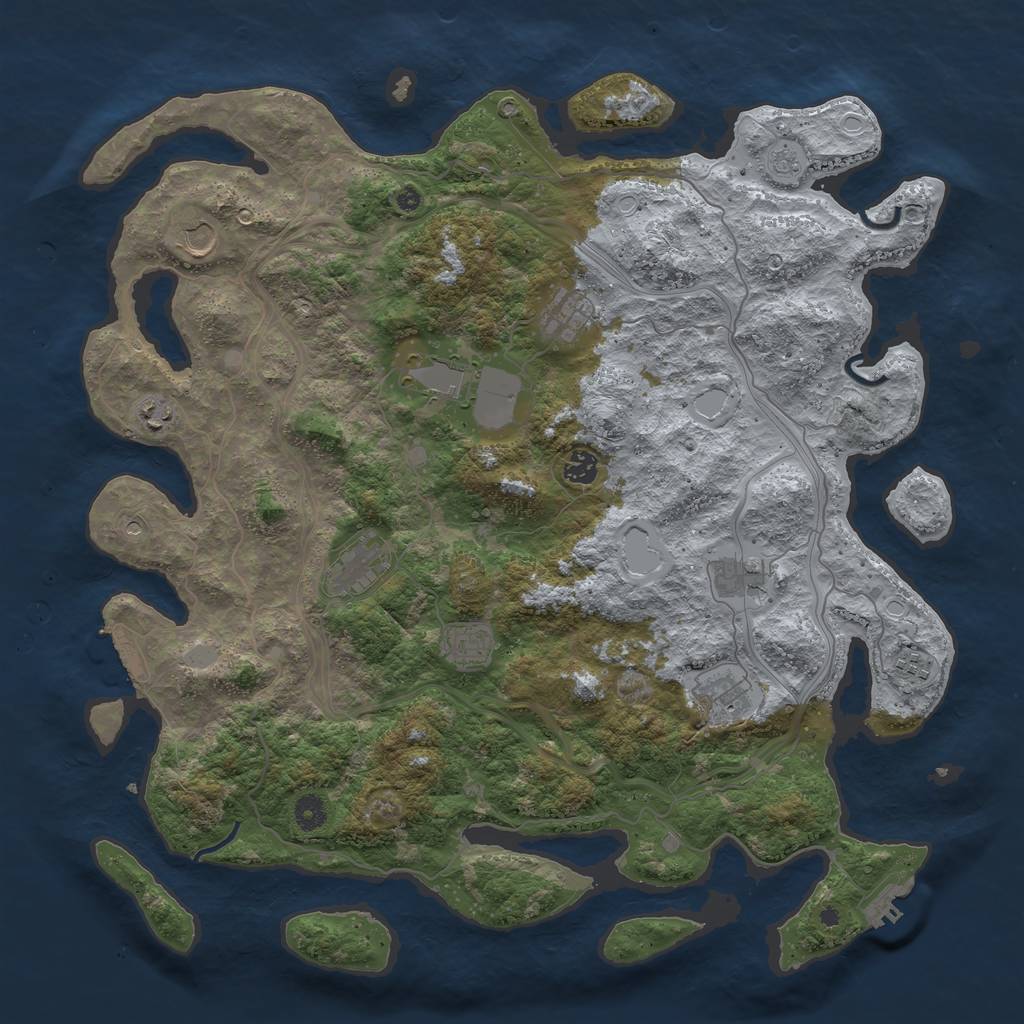 Rust Map: Procedural Map, Size: 4500, Seed: 1356780, 19 Monuments