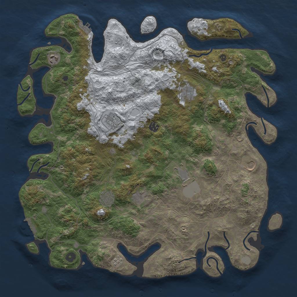 Rust Map: Procedural Map, Size: 4500, Seed: 1393607, 18 Monuments