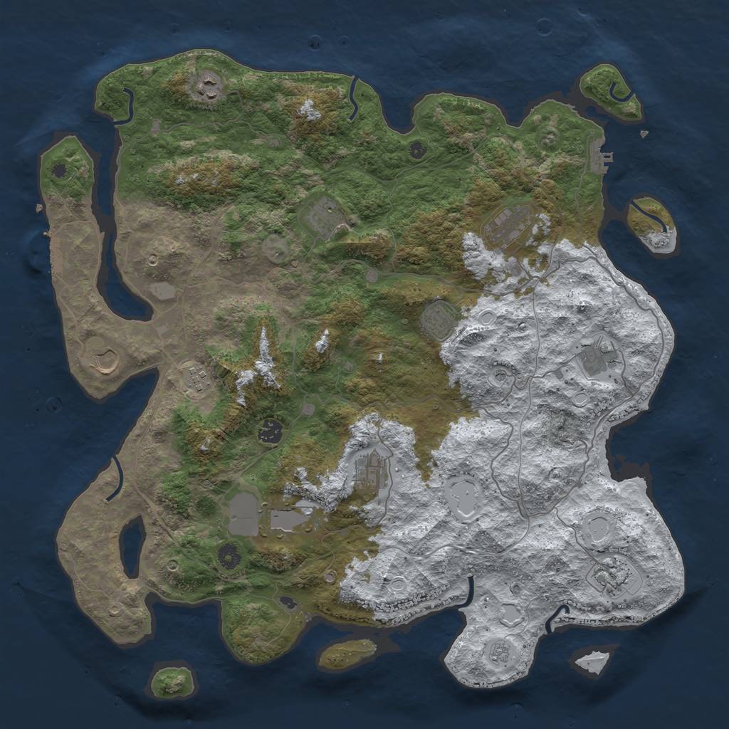Rust Map: Procedural Map, Size: 4500, Seed: 73717, 20 Monuments