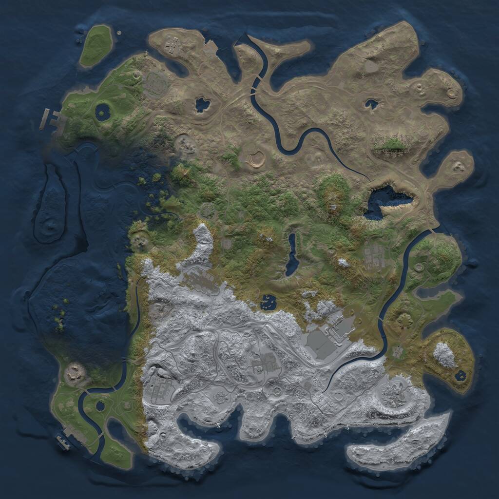 Rust Map: Procedural Map, Size: 4500, Seed: 511029, 17 Monuments