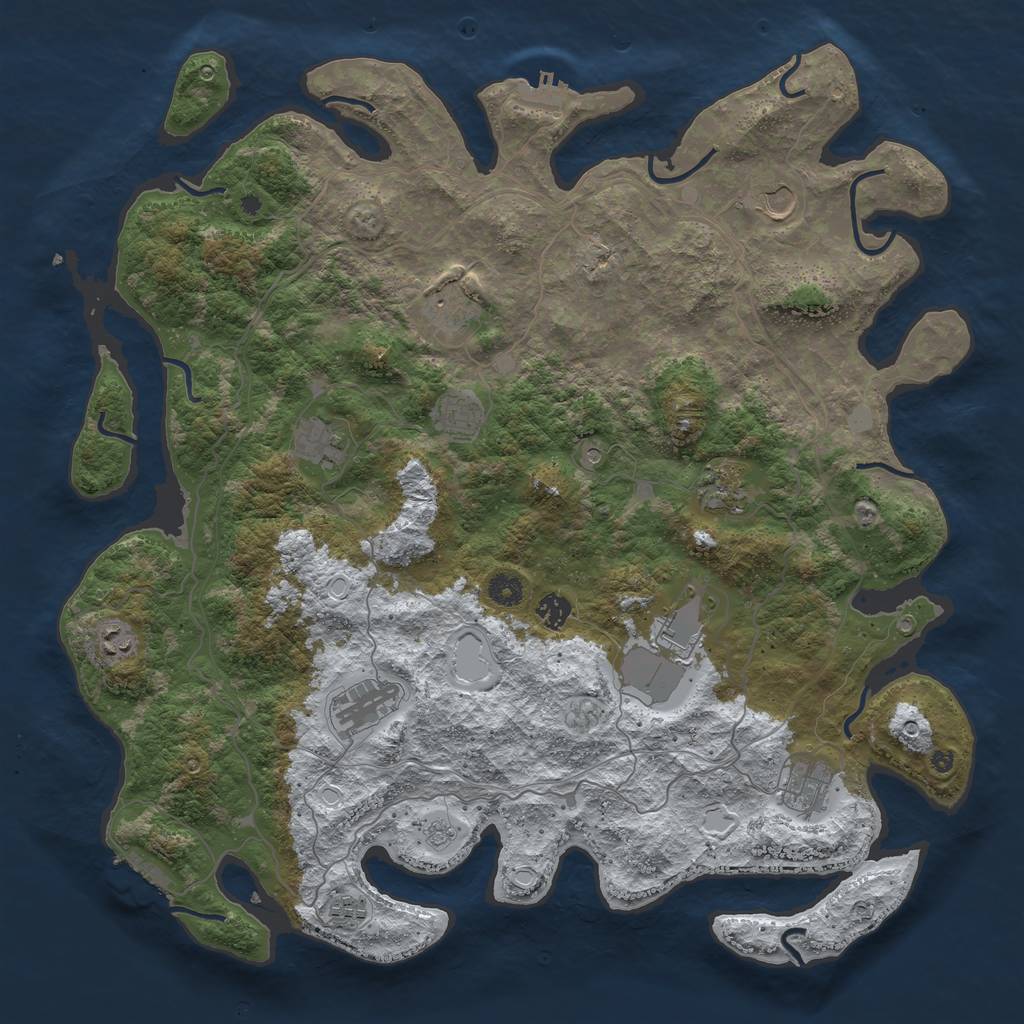 Rust Map: Procedural Map, Size: 4500, Seed: 511029, 20 Monuments