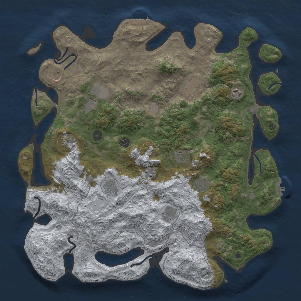 Rust Map: Procedural Map, Size: 4500, Seed: 1491729, 20 Monuments