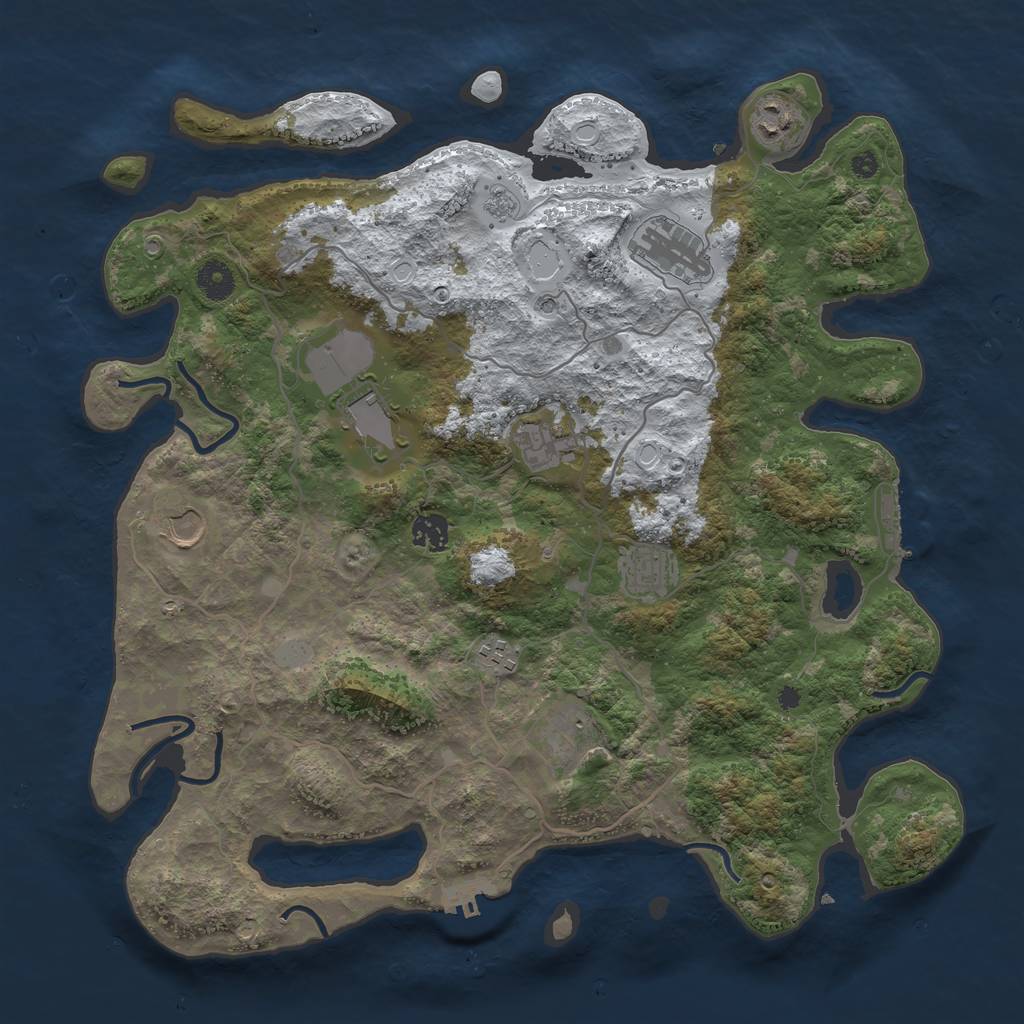 Rust Map: Procedural Map, Size: 4000, Seed: 1876875345, 18 Monuments