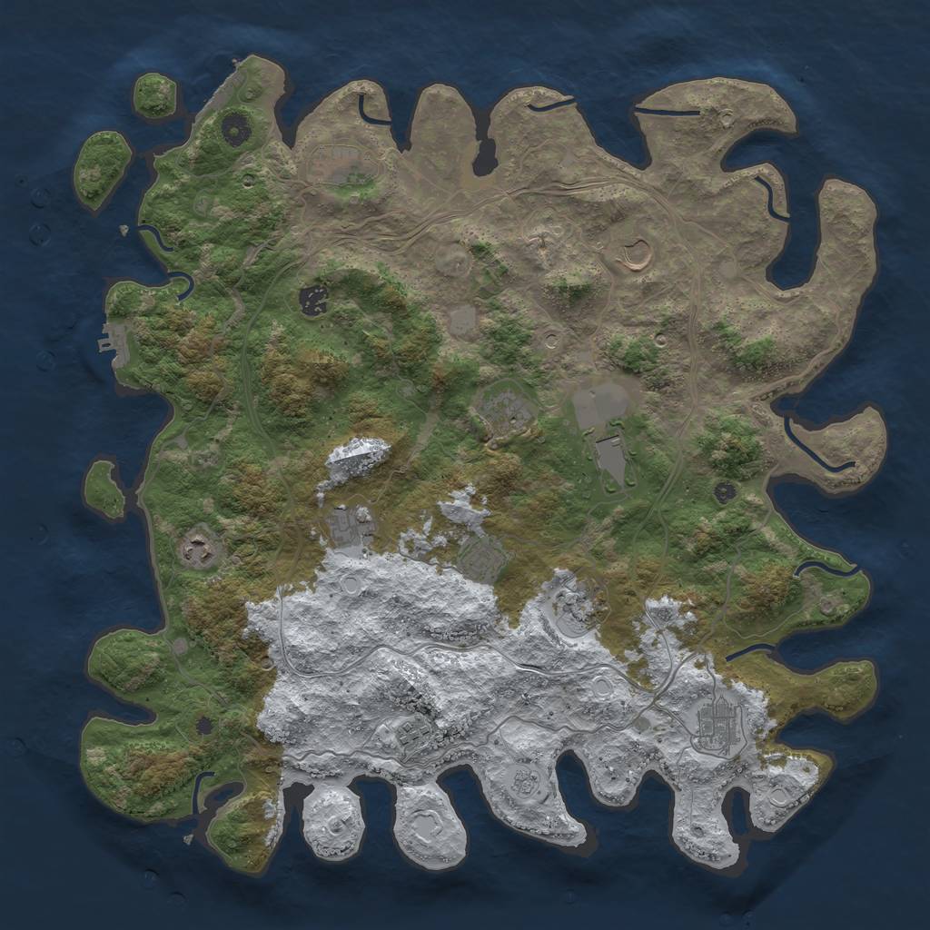 Rust Map: Procedural Map, Size: 4500, Seed: 101189, 20 Monuments