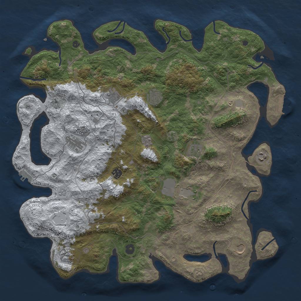 Rust Map: Procedural Map, Size: 4500, Seed: 4971508, 19 Monuments
