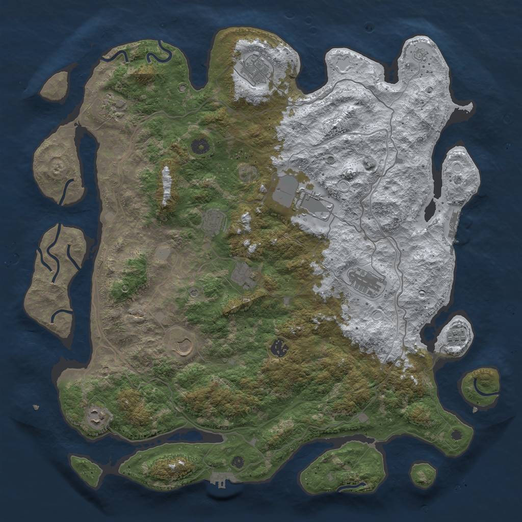 Rust Map: Procedural Map, Size: 4500, Seed: 2166506, 19 Monuments