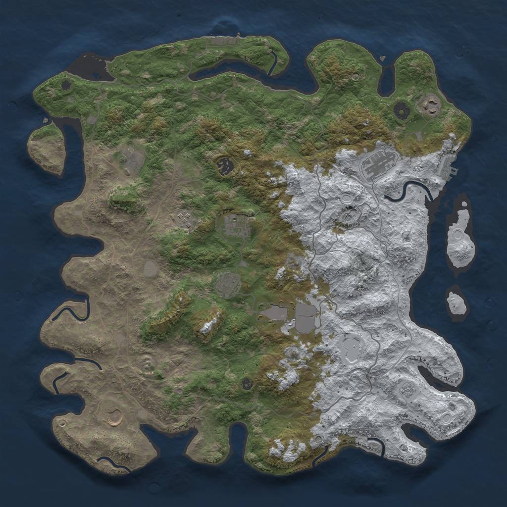 Rust Map: Procedural Map, Size: 4500, Seed: 5619204, 18 Monuments