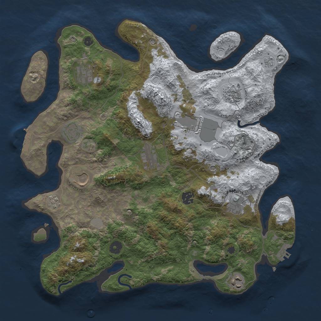 Rust Map: Procedural Map, Size: 3750, Seed: 2855301, 19 Monuments