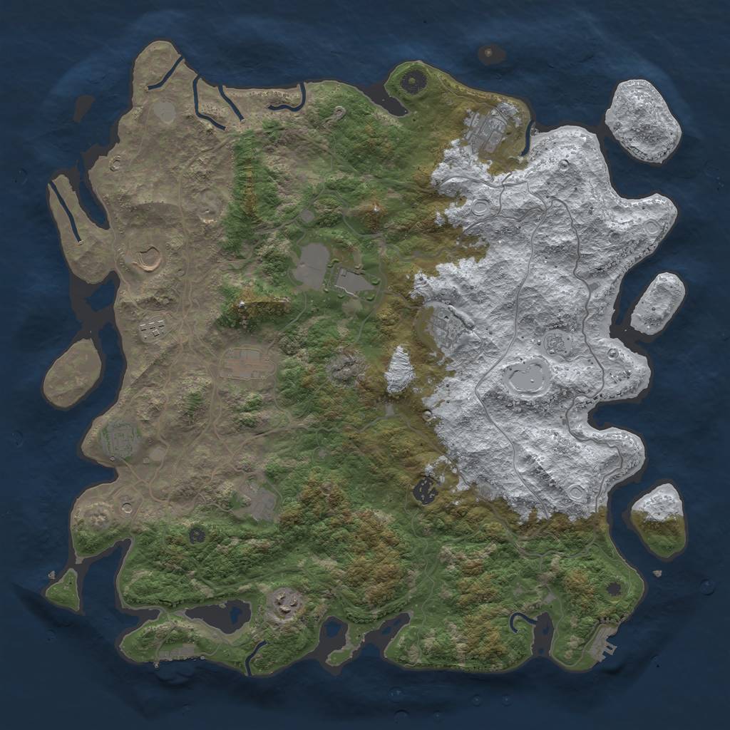 Rust Map: Procedural Map, Size: 4500, Seed: 1526539, 19 Monuments