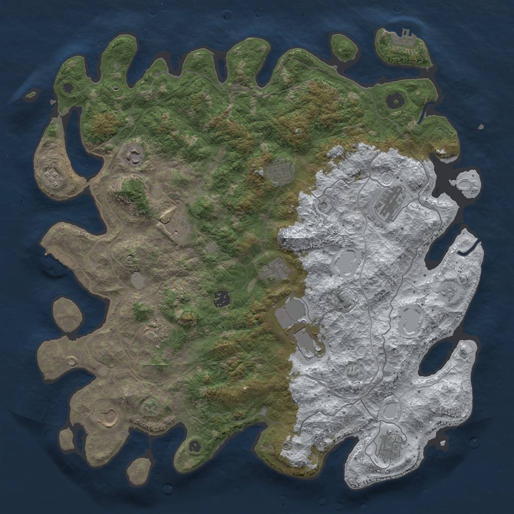 Rust Map: Procedural Map, Size: 4500, Seed: 575246, 20 Monuments