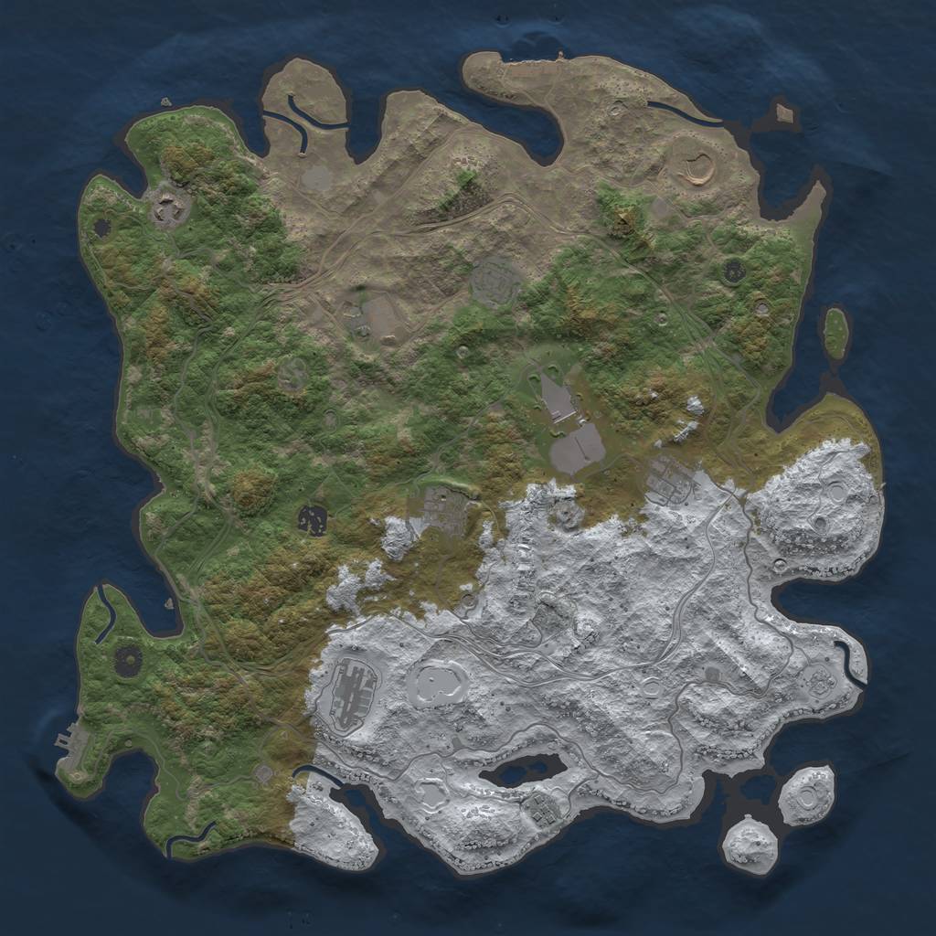 Rust Map: Procedural Map, Size: 4500, Seed: 4125898, 19 Monuments