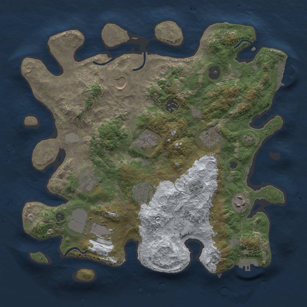 Rust Map: Procedural Map, Size: 3500, Seed: 4360650, 18 Monuments