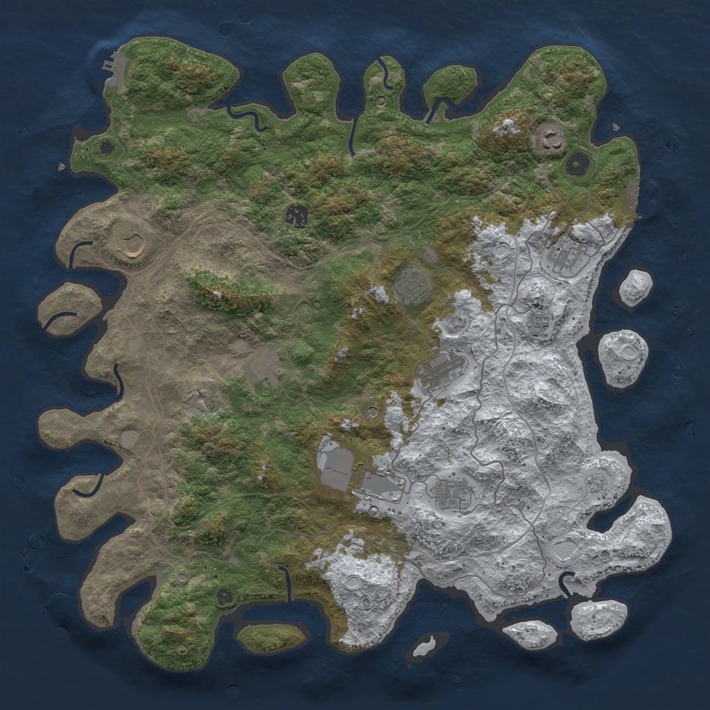 Rust Map: Procedural Map, Size: 4500, Seed: 1233069, 19 Monuments