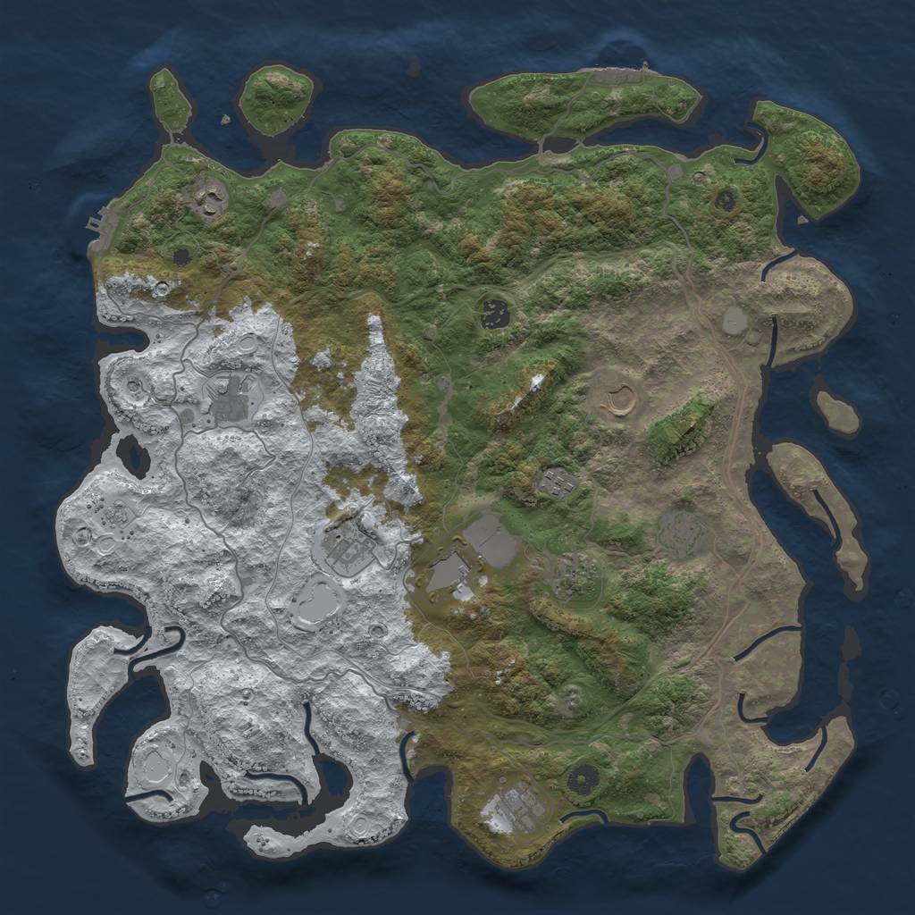 Rust Map: Procedural Map, Size: 4500, Seed: 498038, 19 Monuments