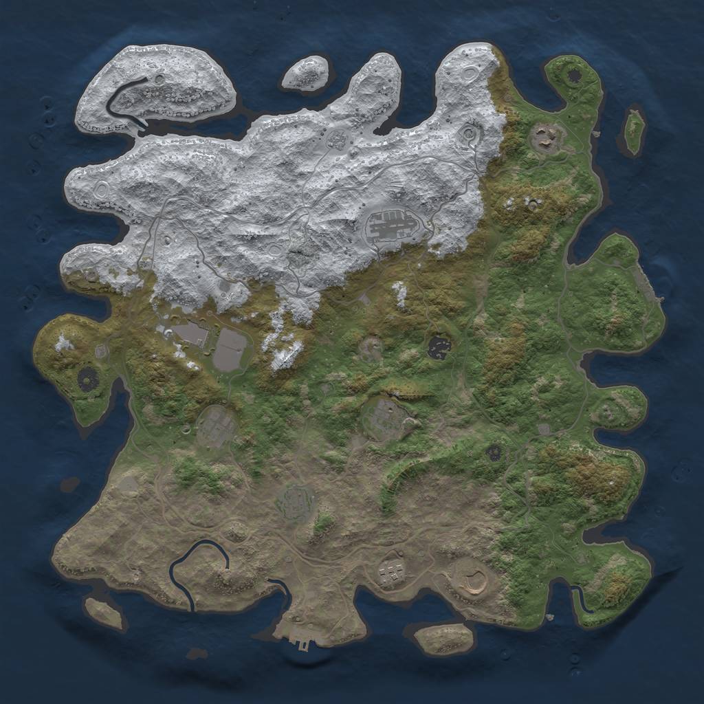 Rust Map: Procedural Map, Size: 4500, Seed: 1341389, 18 Monuments