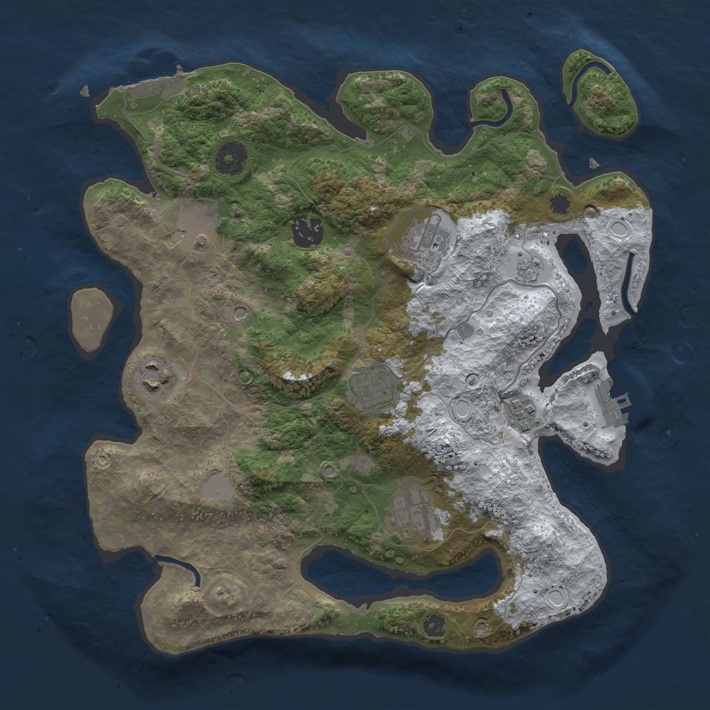 Rust Map: Procedural Map, Size: 3250, Seed: 4259620, 16 Monuments