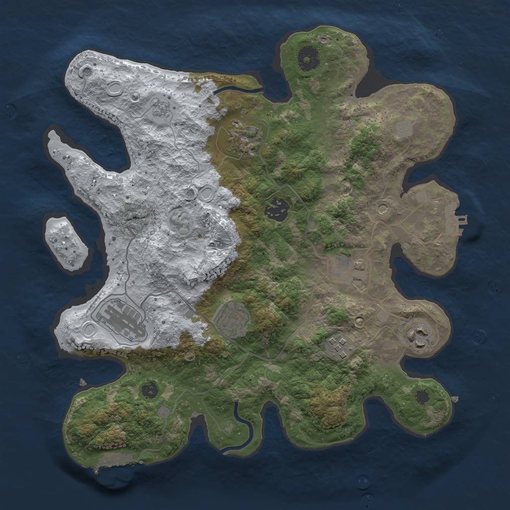 Rust Map: Procedural Map, Size: 3250, Seed: 3348331, 16 Monuments