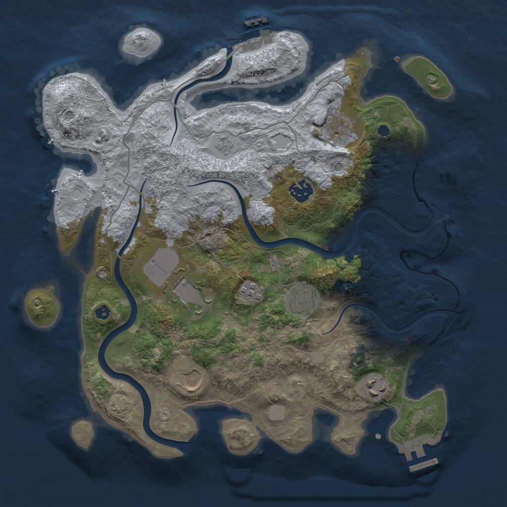 Rust Map: Procedural Map, Size: 3500, Seed: 655, 13 Monuments