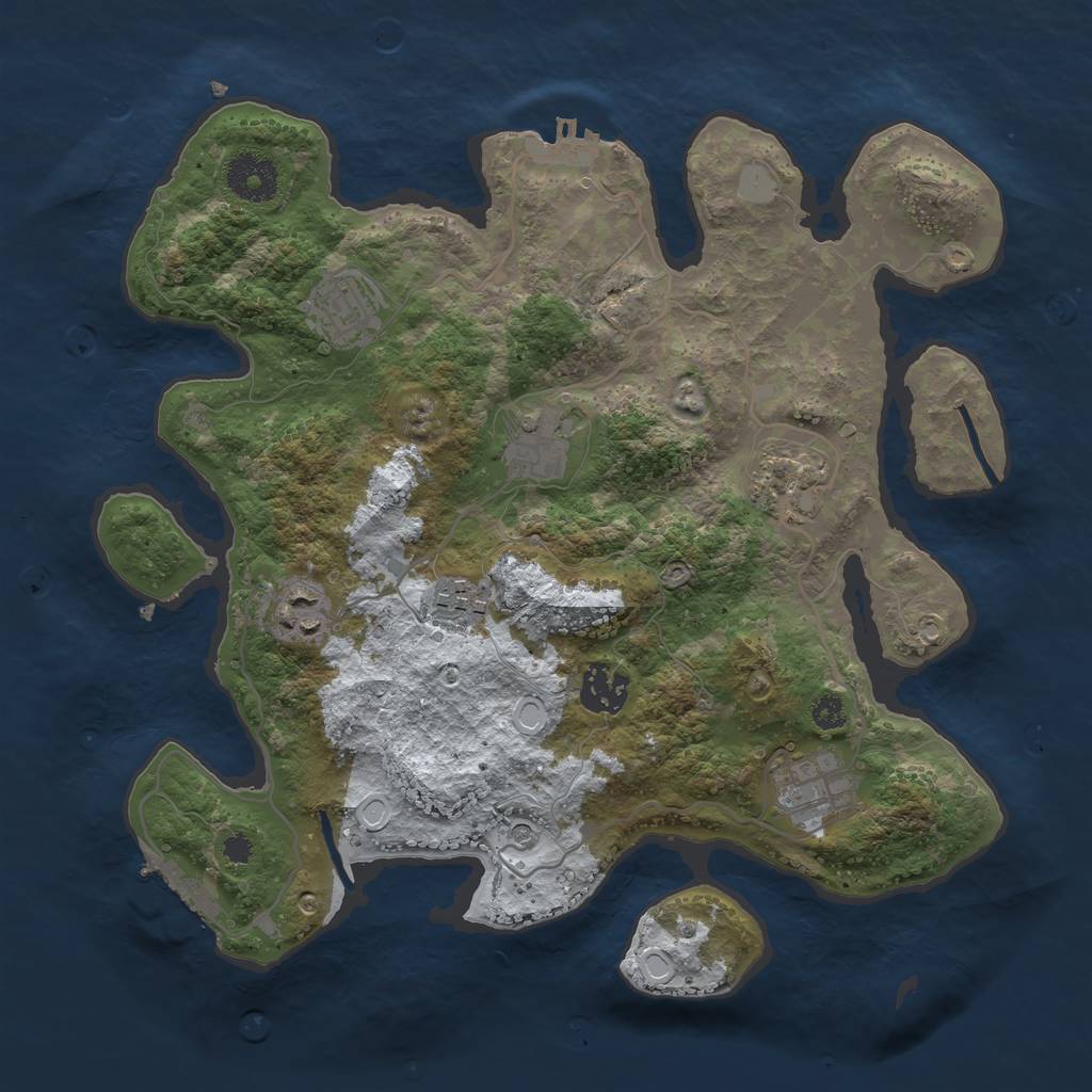 Rust Map: Procedural Map, Size: 3250, Seed: 666483, 15 Monuments